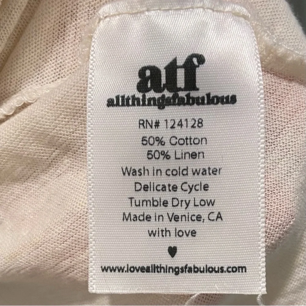 All Things Fabulous - Cotton/Linen Tee Shirt - Made Venice CA - Size S Ivory - Picture 13 of 15